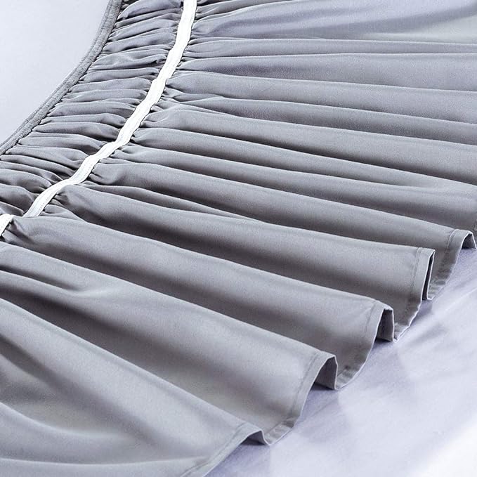 MEILA Wrap Around Bed Skirt Three Fabric Sides Elastic Dust Ruffled 14 Inch Tailored Drop,Easy to Install Fade Resistant-Grey, Queen/King