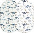 Bassinet Sheets for Baby Girls Boys 2 Pack, Fitted Baby Mattress Sheet for Rectangle, Oval, Hourglass Bassinet Mattress, Breathable Cozy & Universal Fit (Aquatic Adventures)