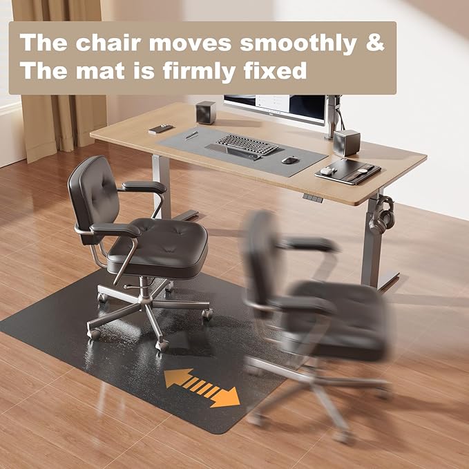 [Thickened to 2.0mm] 50"x 60" Office Chair Mat for Hardwood, Vinyl Computer Floor Mat, Anti-Slip Desk Mats for Hardwood, Easy to Clean Office Chair Floor Protector, Durable Rolling Chair Mat