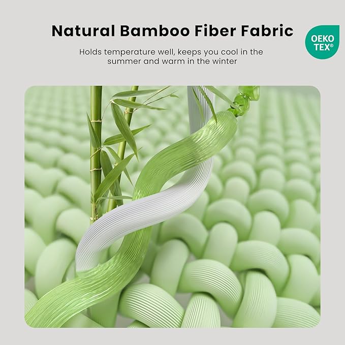 Bamboo Mattress Topper Twin XL Size 4 Inch, Cooling Gel & Bamboo Charcoal Memory Foam Mattress Topper for Back Pain Relief, Firm Dual-Layer Foam Bed Pad with Removable Cover College Dorm