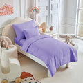 Toddler Bedding Set - 5 Piece Soft and Breathable Toddler Bed Set for Boys and Girls, Includes Quilted Comforter, Fitted Sheet, Flat Top Sheet, Standard Pillowcase and Toddler Pillowcase, Purple
