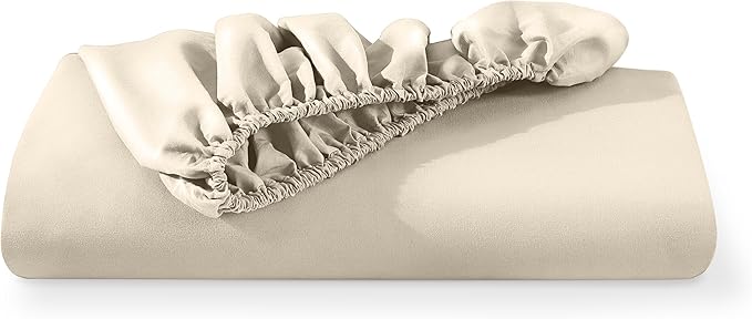 Bare Home Fitted Bottom Sheet Split King Size - Premium 1800 Microfiber - Ultra-Soft Hotel Luxury - Deep Pocket - Durable and Long Lasting (Split King, Sand)