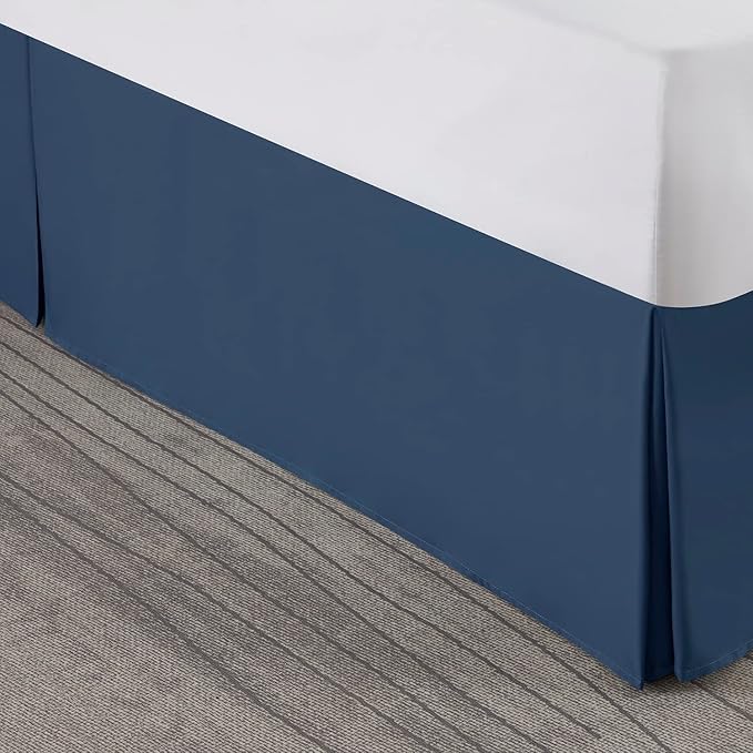 Nestl Navy Blue Full Bed Skirt - Full Size Bed Skirt 14 Inch Drop - Brushed Microfiber Bed Skirts - Hotel Quality Pleated Bed Skirt - Shrinkage & Fade Resistant