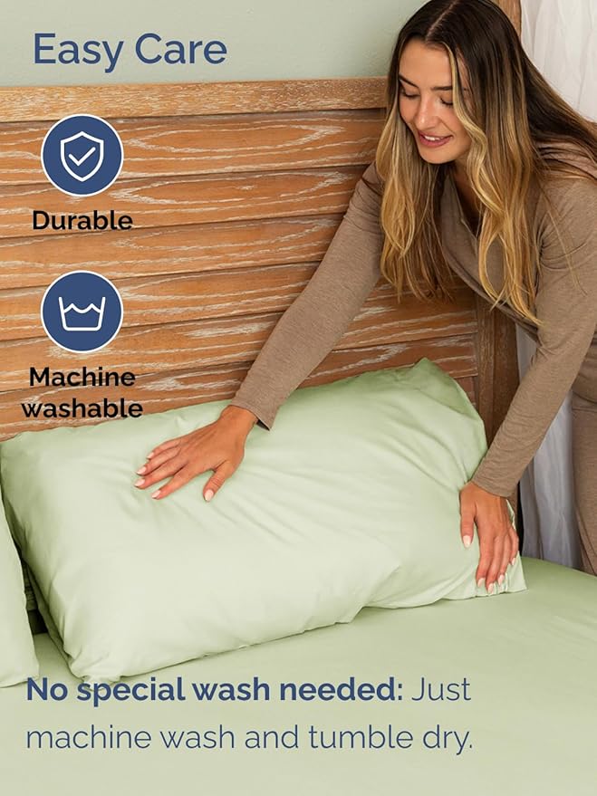 Extra Deep Pocket King Sheets - 4 Piece Breathable & Cooling Bed Sheets - Hotel Luxury Bed Sheet Set - Soft, Wrinkle Free & Comfy - Easily Fits Extra Deep Mattresses - Light Sage Green Sheets Set