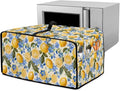 Waterproof Dust-Proof Microwave Oven Grill Cover Protector Lemon Floral Leaf Print Polyester-Linen Fabric Dust Cover with Storage Bags Case Protections for Microwave Oven, S