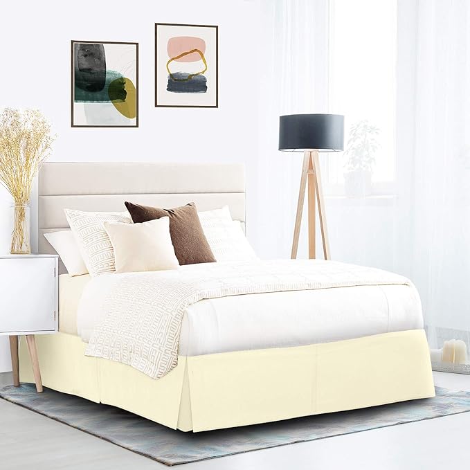 Nestl Vanilla Yellow Bed Skirt King Size - King Bed Skirt 14 Inch Drop - Brushed Microfiber Bed Skirts - Hotel Quality Pleated Bed Skirt - Shrinkage & Fade Resistant
