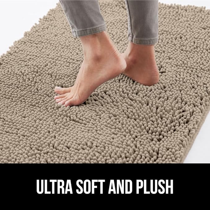 GORILLA GRIP SOAKSTOPPER Dog Door Mat, Machine Washable Rug Absorbent Doormat Captures Moisture Mud Dirt, Quick Dry Soft Chenille Entryway Rugs Indoor Entrance Mats for Dog Paws, 24x17 Beige