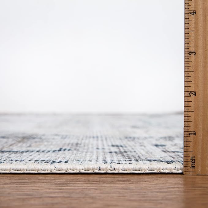 Bloom Rugs Washable Non-Slip 4' x 6' Rug - Teal/Beige Traditional Area Rug for Living Room, Bedroom, Dining Room, and Kitchen - Exact Size: 4' x 6'