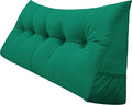 Triangular Reading Bed Rest Pillow Large Bolster Cushion Headboard Backrest Wedge Pillow with Removable Cover and Two Large Side Pockets (Green, King: 78 x 8 x 20 inches)