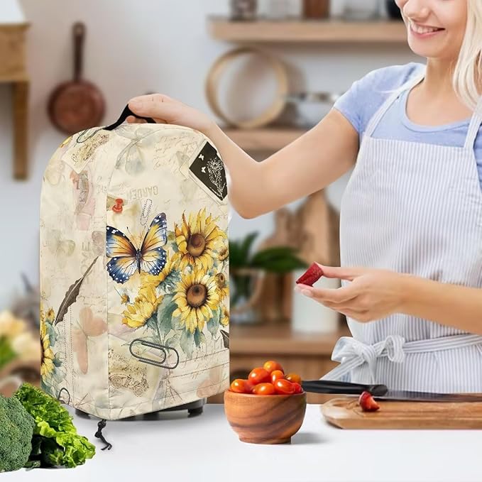 Blender Dust Cover, Sunflower Butterfly Stand Mixer or Coffee Maker Appliance Cover Food Processor Hood for Home Kitchen Small Appliance Covers