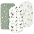 GRSSDER Stretchy Ultra Soft Fitted Bassinet Sheets 3 Pack, Universal Fit for Baby Cradle Moses Basket Oval Rectangle Mattress Safe and Snug, Sunny Holiday Print