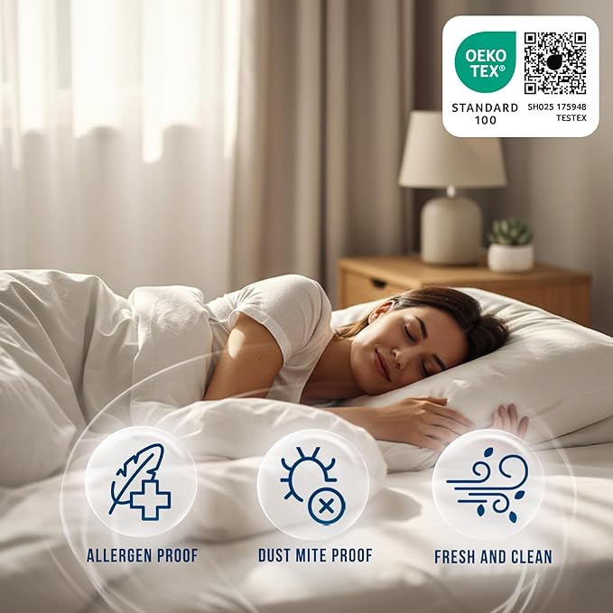 Luxury Full Size Tencel Waterproof Mattress Protector Deep Pocket - Premium Cooling Bed Cover Pad - Hypoallergenic & Allergy-Friendly - Oeko-Tex Certified - Ultra Soft & Breathable