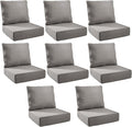Outdoor Cushion Set for Furniture Patio Furniture, UV Resistant, Water Resistant - 6 Inch Thick Foam Garden Cushions – 22x24 Inch Patio Seat Covers for Chair/Sofa/Couch | Grey | 8-Pack |