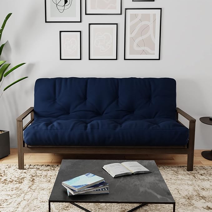 Royal Sleep Products by The Futon Factory 6 inch Memory Foam Futon Mattress - Solid Navy Cover - Full Size - CertiPUR Certified Foams - Made in USA - (Frame not Included)