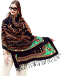 DANA XU 100% Merino Wool Extra Large Pashmina Blanket Travel Scarf Cashmere Wrap for Women Fall Winter Oversize Shawl Floral