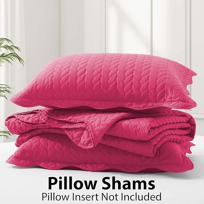 IR Imperial Rooms California King Quilt Bedding Set Size (118"x106") + 2 Pillow Shams (20" x 36"+ 2") - 3 Pcs All Season Reversible Microfiber Coverlet Embossed Quilt Bedspread (Pink)