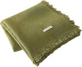 MorroMorn 100% Cotton Muslin Throw Blanket with Fringes 50"x60", 4-Layer Cotton Gauze Blankets for Adults, Boho Bedding Breathable Lightweight Ultra-Soft for Couch Bed Sofa All Seasons, Olive Green