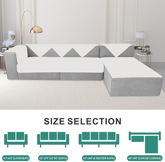 Foxdecor Couch Cover Sofa Covers Washable, Dog Bed Cover Couch Covers for 3 Cushion Couch Sofa Pet Friendly, Dog Couch Cover Furniture Covers for Pets.(White 40x50 inch)