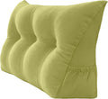 Triangular Reading Bed Rest Pillow Large Bolster Cushion Headboard Backrest Wedge Pillow with Removable Cover and Two Large Side Pockets (Lime, Twin: 39 x 8 x 20 inches)