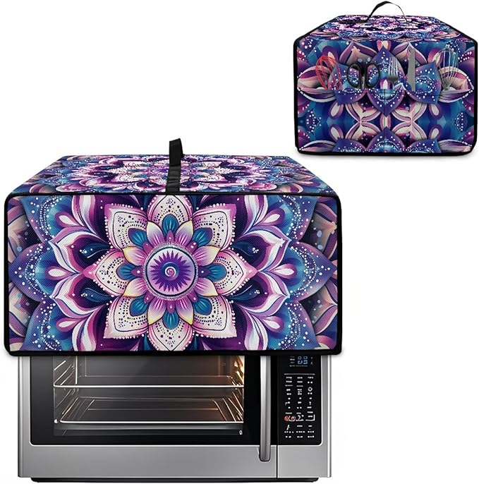 Countertop Convection Oven Cover Dust Protection Air Fryer Toaster Oven Covers with Side Pockets, for Home Kitchen Decor, L, 18.5 x 22.5 x 13 Inches, Violet Boho Floral