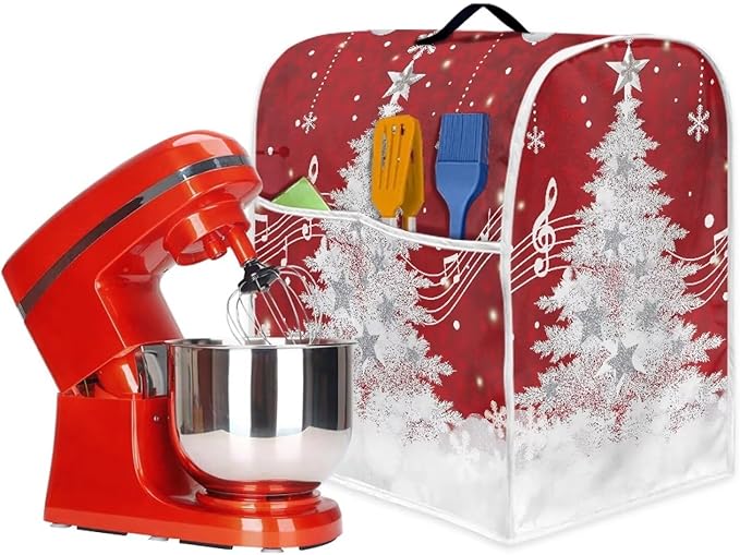 Christmas Mixer Cover for Kitchen Aid 4.5-5 Quart Stand Mixers, Xmas Tree Kitchen Appliance Dust Cover Washable Dustproof Cloth Cover with Pocket for Kitchenware Gift for Christmas