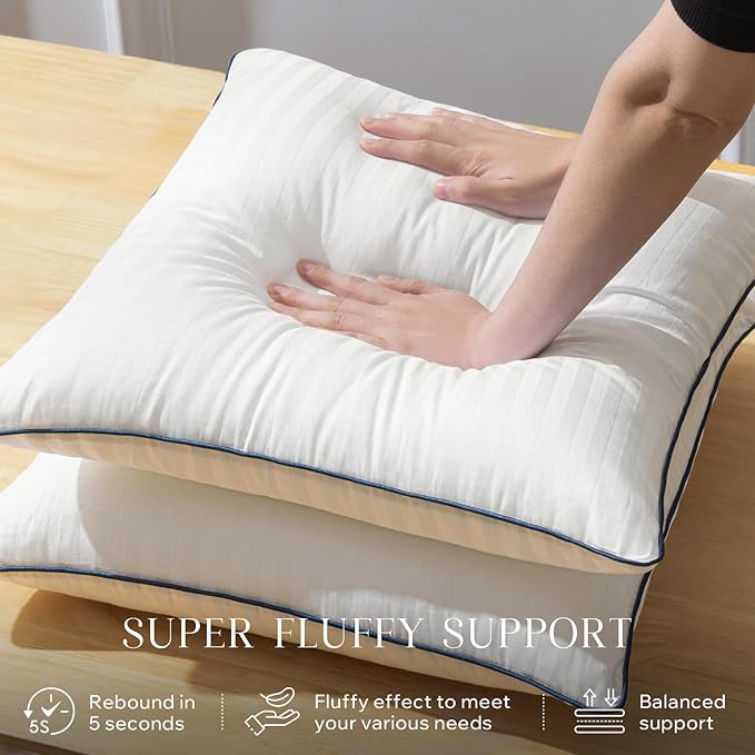 Phantoscope 12x20 Pillow Inserts, Decorative Throw Pillow Inserts with 100% Cotton Striped Cover, Virgin Fiber Pillow Sham Stuffer, Lumbar Square Couch Cushion Pillows, Pack of 2, 12x20 Inch