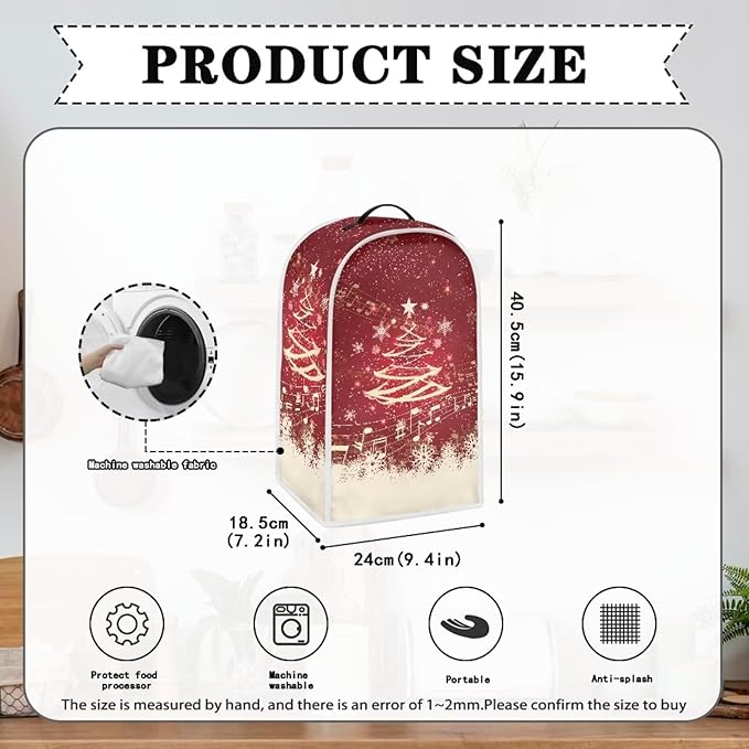 Christmas Blender Cover for Kitchen Countertop Xmas Tree Small Appliance Dust Cover Kitchen Decor Food Processor Protector with Handle Blender Protection Accessories Gift for Holiday
