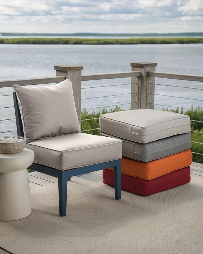 Luxury 24x24x6 Inch Outdoor Chair Cushions - Set of 2 Water Resistant Comfortable Patio Seat Cushion for Porch Set Rattan Dining Rocker Glider Chairs Loveseat Couch Sectional Sofa - Beige