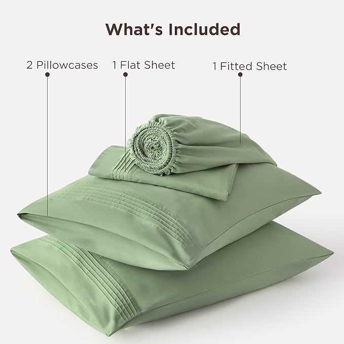 Bedsure Deep Pocket Queen Sheets Set - Fits Mattresses Up to 21 Inches Thick - 4 Piece GentleSoft Bed Sheets, Moisture Wicking, Soft & Cooling Bedsheet & Pillowcases, Easy & Secure Fit, Light Green