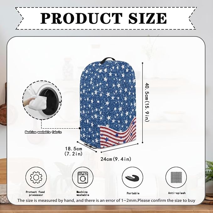USA Flag Print Blender Dust Cover Stand Mixer or Coffee Maker Appliance Covers with Drawstring Anti Fingerprint Polyester Dust Proof Stain Resistant Blender Cover for Kitchen