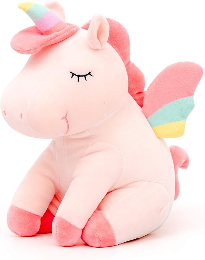 Lazada Unicorn Stuffed Animal Plush with Rainbow Wings Pink 12 Inches