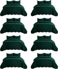 IR Imperial Rooms 8 Pack California King Quilt Bedding Set (118"x106") - Bulk Wholesale for Hotels, Guest Bedroom & Airbnbs - Lightweight Microfiber Reversible Embossed Quilts Bedspread (Emerald)