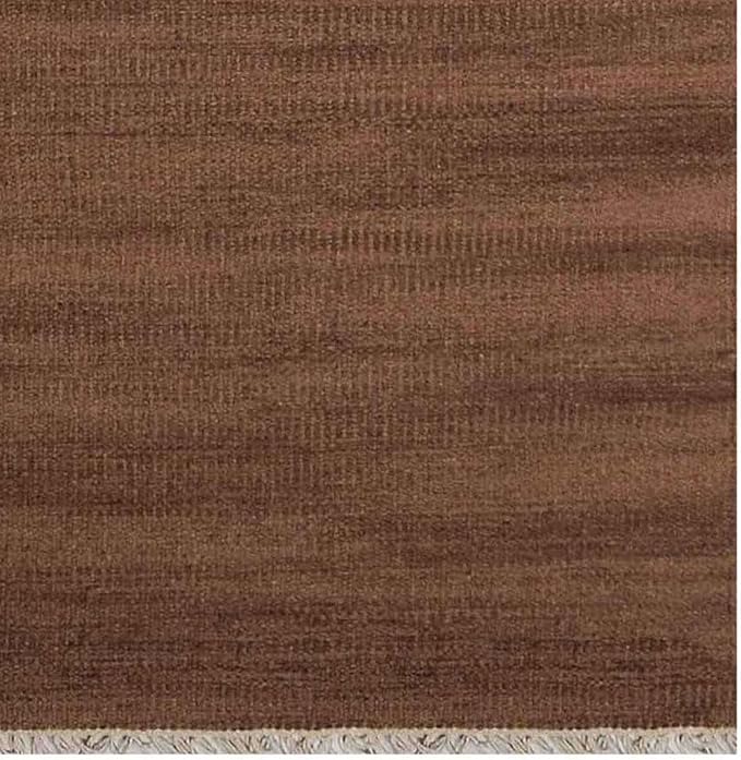 Rugsotic Carpets Hand Woven Flat Weave Kilim Wool ECO-Friendly Area Rugs - 2'6"x8', Runner Shape, Light Brown Color, Solid Plain Design, Low Pile Handmade Rugs for Living Room, Bed Room (D00111)