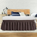Full Bed Skirt, Elastic Wrap Around Bed Skirt Full Size, Bed Skirts for Adjustable Bed, Easy Fit with 14" Drop Length Tailored Drop Dust Ruffle (Brown)