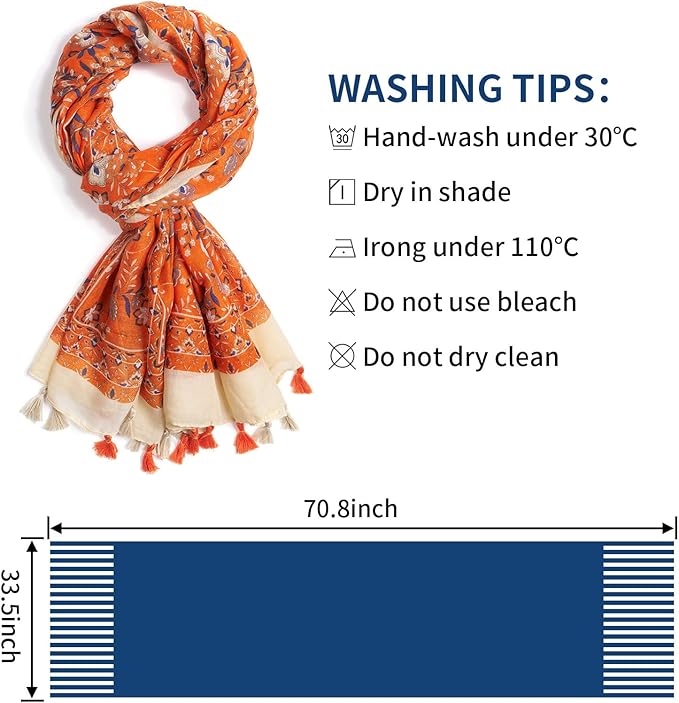 Scarf for Women Lightweight Soft Floral Leopard Printed Scarves Fall Winter Fashion Shawl Wrap with Fringe