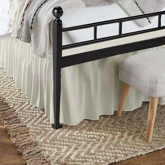 SlumberWell King Bed Skirt with Split Corners, Soft Microfiber, 18 Inch Drop, Ivory Solid, Elegant Ruffled Design