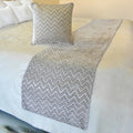 The HomeCentric King/Queen/Twin Silver Decorative Queen 74"x18" Bed Runner with One Pillow Cover, Chevron Bed Scarf on Jacquard Fabric - Silver Gleam Chevron