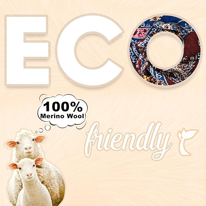 DANA XU 100% Merino Wool Extra Large Pashmina Blanket Travel Scarf Cashmere Wrap for Women Fall Winter Oversize Shawl Floral