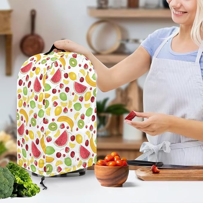 Fresh Fruits Blender Dust Cover with Drawstring Stand Mixer or Coffee Maker Cover Anti Fingerprint Polyester Appliance Cover for Home Kitchen Decor Colorful