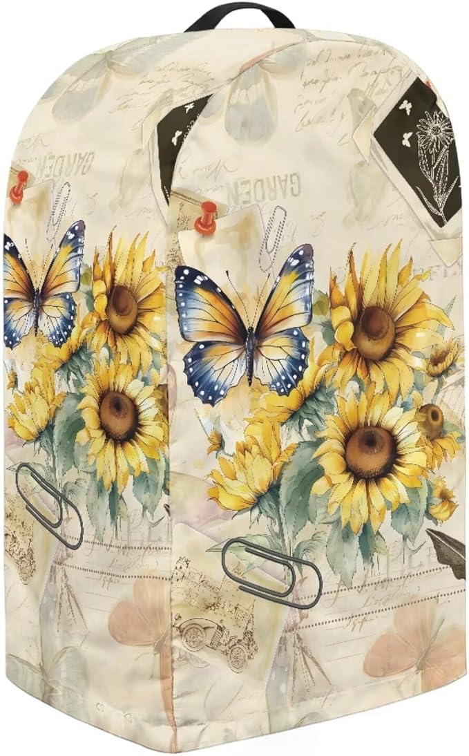 Sunflower Butterfly Print Blender Dust Cover with Drawstring Kitchen Small Appliance Cover Dust Proof Stand Mixer Coffee Maker Appliance Cover Easy Clean Washable for Home Kitchen Decor