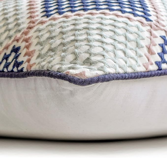 The HomeCentric King/Queen/Twin Blue Decorative Bed Runner Queen 74"x18" Bed Runner with One Pillow Cover, Embroidered Bed Scarf on Embroidered Fabric - Pointillism