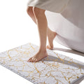 QJHOMO Marble Bathroom Rug White and Gold Decor Bathroom Rugs Non Slip Bath Mat Super Absorbent Microfiber Plush Bathmat Machine Washable Floor Carpet for Tub, Shower, Bedroom (20x32 inch)