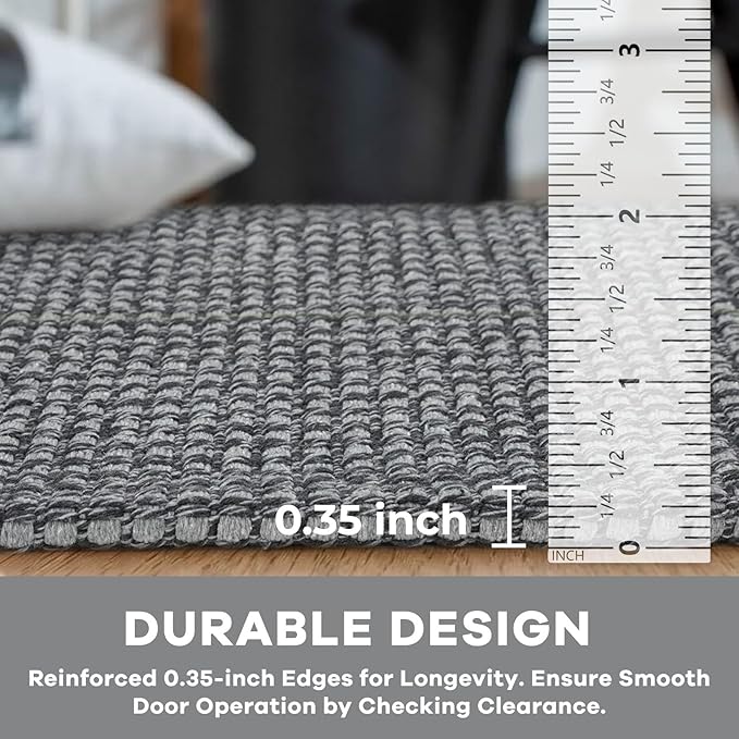 KOZYFLY Extra Long Runners for Hallways 3x18 ft Washable Kitchen Runner Non Slip Rubber Backed Hallway Rug Cotton Entryway Runner Rug Floor Carpet for Indoor Hall, Kitchen, Stair, Grey/Dark Grey