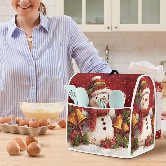 Christmas Stand Mixer Cover 4.5-5Qt Cute Mixer Cover Washable Anti-Stain Appliance Covers for Kitchen Counter Mixer Parts & Accessories Christmas Decor Gift for Holiday