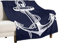 Anchor Blanket Retro Abstract Nautical Navy Blue White Soft Cozy Lightweight Throw Blanket for Kids Girls Boys Women Men Bedroom Living Room Dorm Chair Sofa Travel 60x80in
