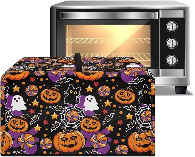 Microwave Oven Grill Cover, Halloween Pumpkin Waterproof Heat-Resistant Anti-Scratch Protective Cover Case for Countertop Microwave Oven Stylish Microwaves Ovens Covers