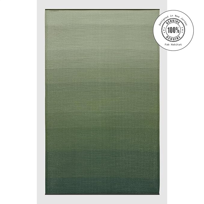 Fab Habitat Ombre Outdoor Rug - Waterproof, Fade Resistant, Crease-Free - Premium Recycled Plastic - Striped - Patio, Porch, Deck, Balcony - Big Sur - Green - 5 x 8 ft