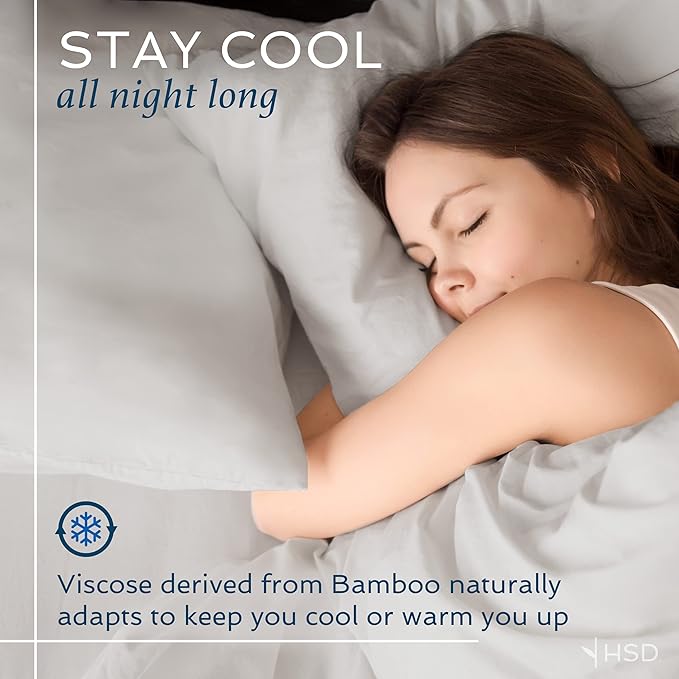Hotel Sheets Direct 3 Piece Bed Sheet Set Twin Size, 100% Viscose Derived from Bamboo Sheets Set with 1 Pillowcase, Cooling & Breathable Luxury Bedding, Moisture-Wicking & Silky Soft, Light Gray