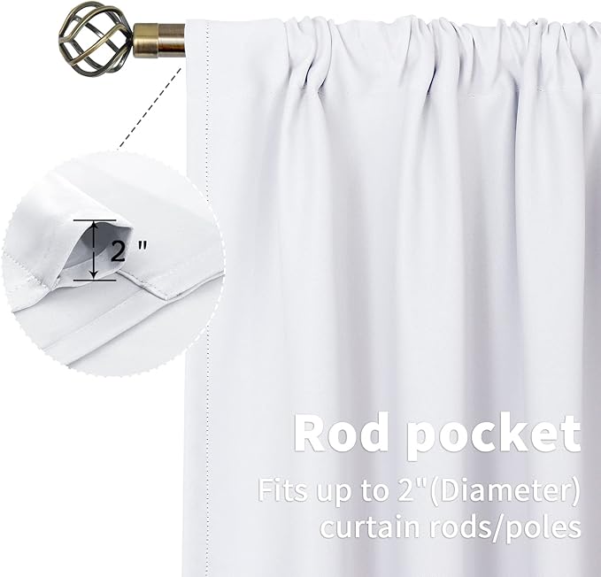 BGment Short White Kitchen Curtains 30 Inch Length - Cafe Drapes with Rod Pocket Privacy Protection for Bathroom Basement Windows Over Sink, 2 Panels, 42 x 30 Inch