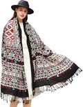 DANA XU 100% Merino Wool Extra Large Pashmina Blanket Travel Scarf Cashmere Wrap for Women Fall Winter Oversize Shawl Floral